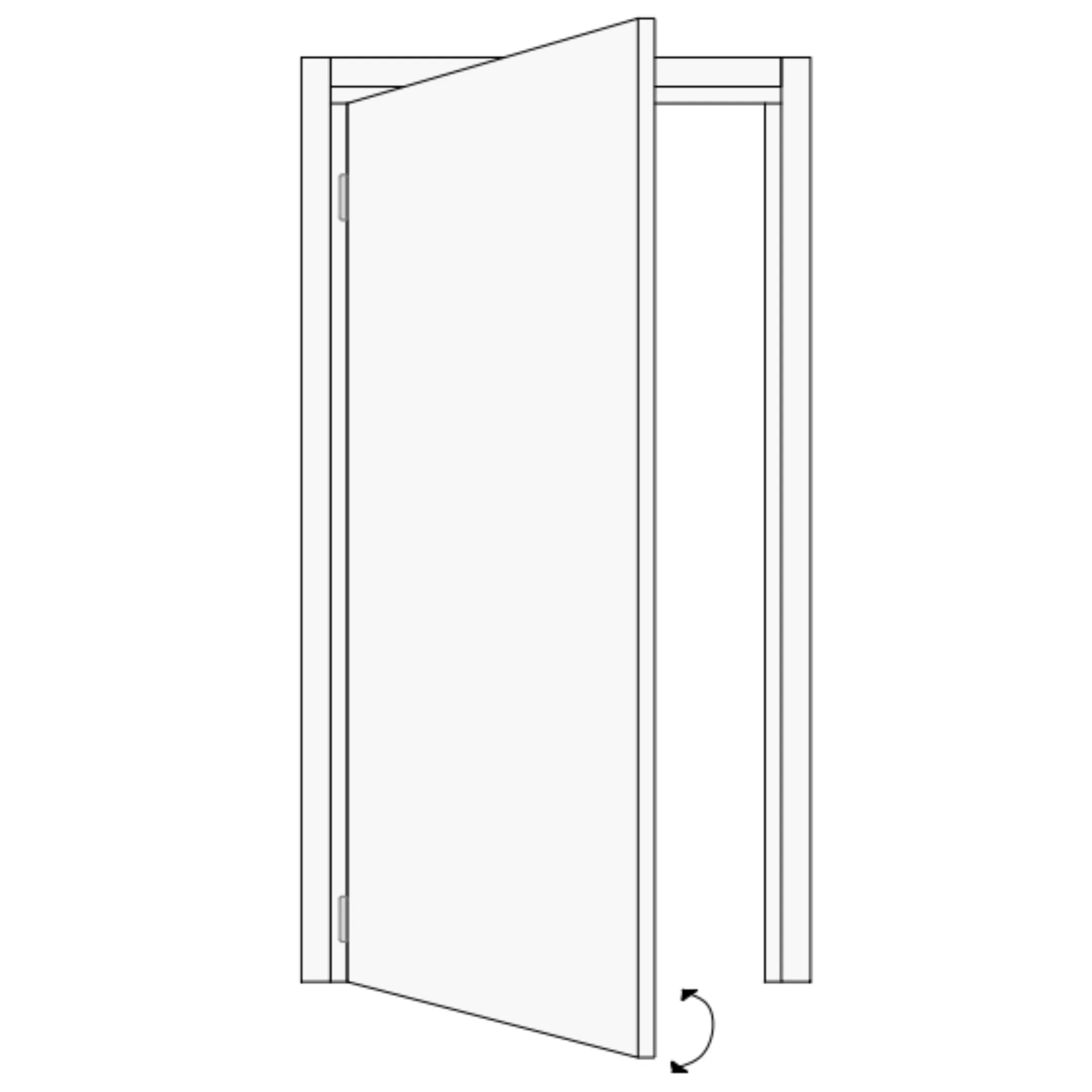 Projetti — Dessin en perspective d'une porte coulissante moderne en aluminium ou PVC, sans poignée apparente, avec un système de guidage intégré et un